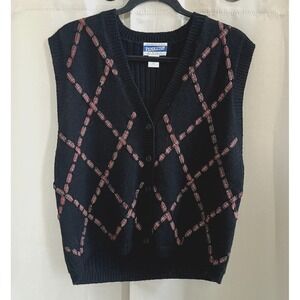 Vtg Pendleton Womens Sweater Vest Large Wool Button Preppy Holidays Y2K 16760x